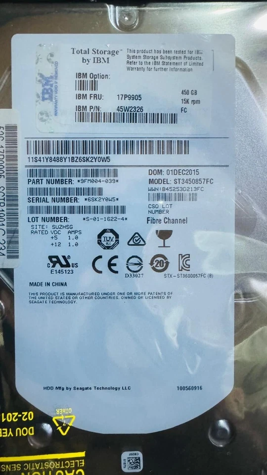 Seagate 450GB HDD ST3450857FC IBM FRU : 17P9905 - Image 2 of 4