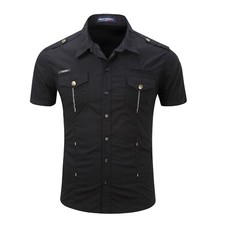 New Mens Short Sleeves Shirts Army Military Stylish Air Force Casual Shirts Tops