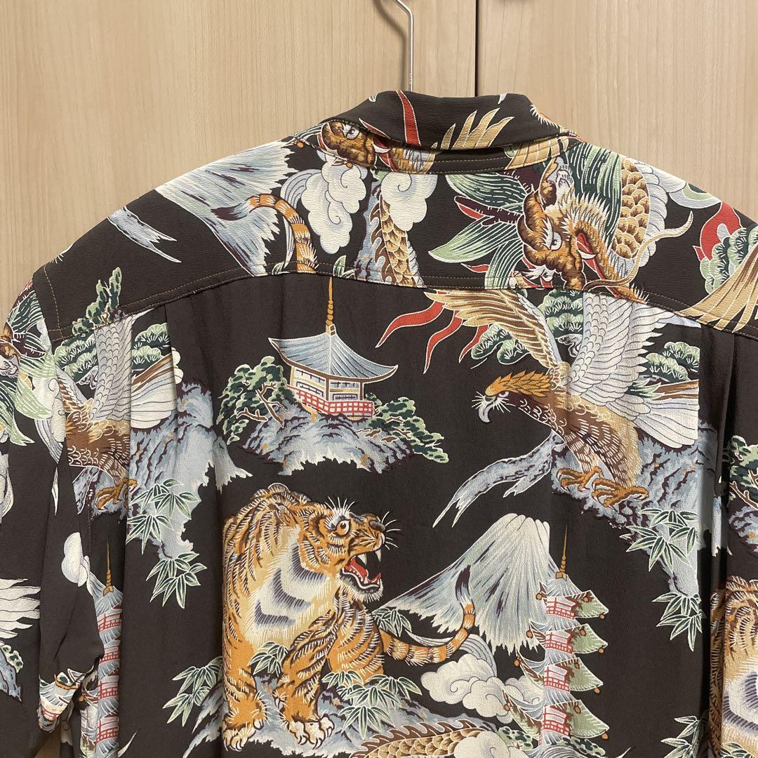SUN SURF Hawaiian Aloha Shirt Black Rayon SS37577 Size-M SUN SURF Hawaiian Aloha Shirt Black Rayon SS37577 Size-M