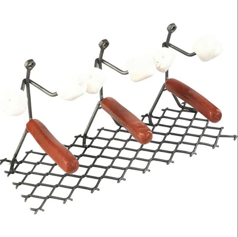 Edelstahl Hot Dog Röster Lagerfeuer Spieß Stick Grill Halter Neuheit Feuerstelle