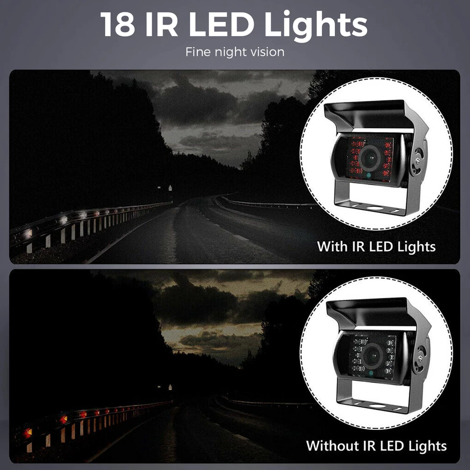 Wireless Backup Rear View Camera Night Vision System Monitor For RV Truck Bus - Image 3 of 4