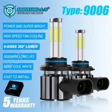 6-sides 9006 HB4 LED Headlight Bulbs Conversion Kit White Low Beam 1000000LM 2X
