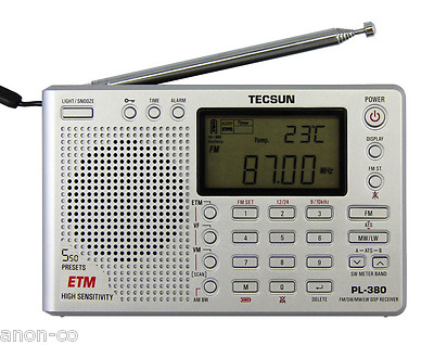 TECSUN PL-380 (Silver Color) DSP PLL World Band Radio ENGLISH VERSION 