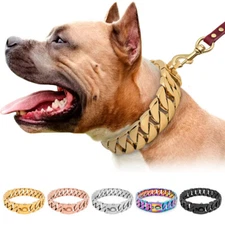 Big Dog Chain Collar with Buckle Strong Heavy Duty Stainless Steel Cuban Link