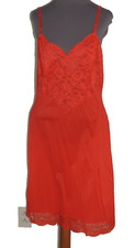 1950's - 1960's Red Vanity Fair Full Slip w Lace sz 36 S - M