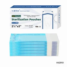 200pc 2.25" x 5" Self-Sealing Dental Sterilization Pouch Sterilizer Bag