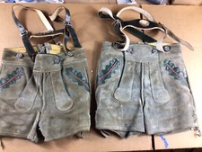 Authentic German Leather Lederhosen Shorts , 2 Units, Labeled 3 And 5, Child
