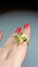 SALE 18k GOLD FILLED UNIQUE MINIMALIST STYLE FACETED SQUARE SOLID BRASS RING