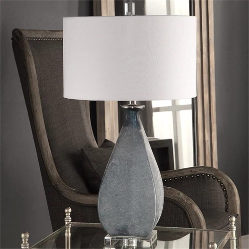 Uttermost Atlantica Steel Crystal and Glass Table Lamp in Ocean Blue and White - Picture 5 of 6