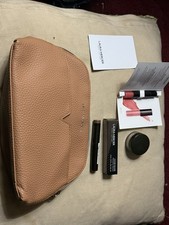 Laura Mercier Small Makeup Bag Muted Beige Faux Leather