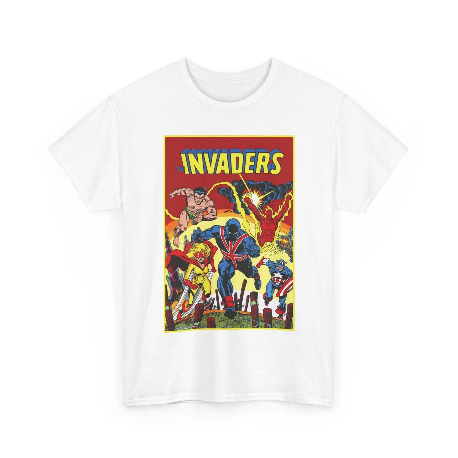 Invaders T-Shirt - Captain America, Human Torch, Namor, Spitfire - Marvel Comics