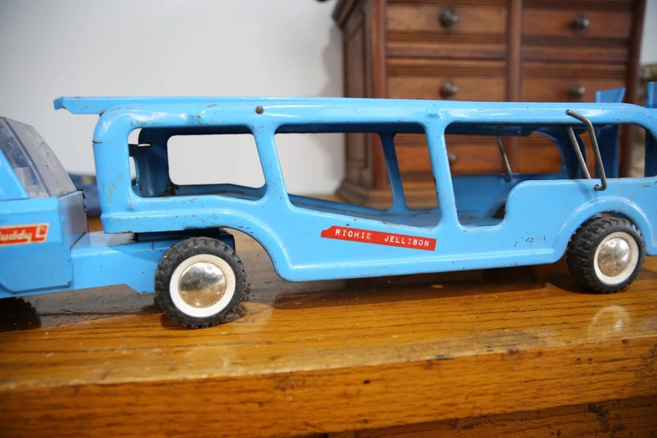 Semirremolque de juguete Buddy L de metal de acero prensado transportador automático de colección Foto 4 de 4