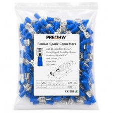 200 Pcs Blue Female Quick disconnects Wire Connectors, Electrical 16-14 AWG