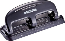 Bostitch Office EZ Squeeze 20 Sheet Standard 3 Hole Punch, Metal Black