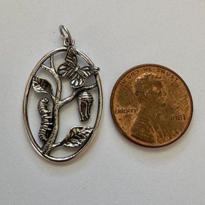 925 Solid Sterling Silver 3D Butterfly Metamorphosis Charm, Elegant, Boxed! New!