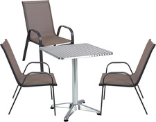 Indoor Outdoor 27.5" Square Restaurant Table Stainless Steel Silver Aluminum + 3