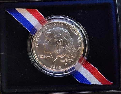 1995-W Special Olympics Games Dollar Rare  Box & COA -90% Silver 0.77 Ounce Coin