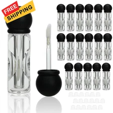 COSIDEA 18pcs Empty 3.5ml Black ball shape lip gloss tubes with clear 