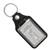 Heiliger Christophorus - HC Silber SchlüSselanhäNger Mit Kunstleder-AnhäNger