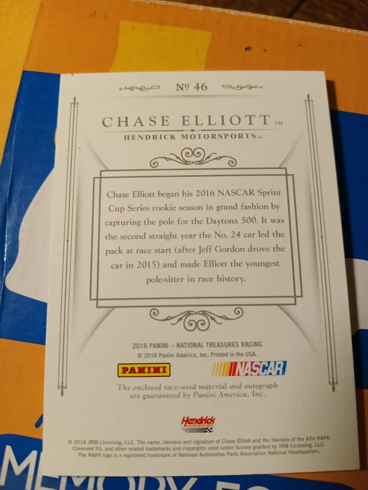 2016 Panini National Treasures Signature Firesuit RC Chase Elliott 11/15Auto - Image 2 of 2