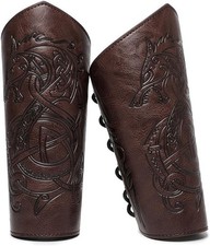 Medieval Leather Bracers Dragon Embossed Viking Leather Bracers Leather Arm Arme