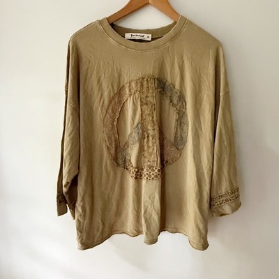 Three Bird Nest Beatrix Pullover Womens Medium Peace Sign Boho Hippie Lagenlook