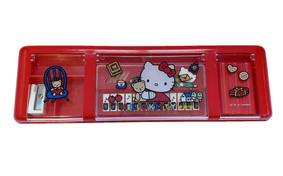Vintage Hello Kitty Red Pencil Case Box With Mini Piano 1991 Sanrio