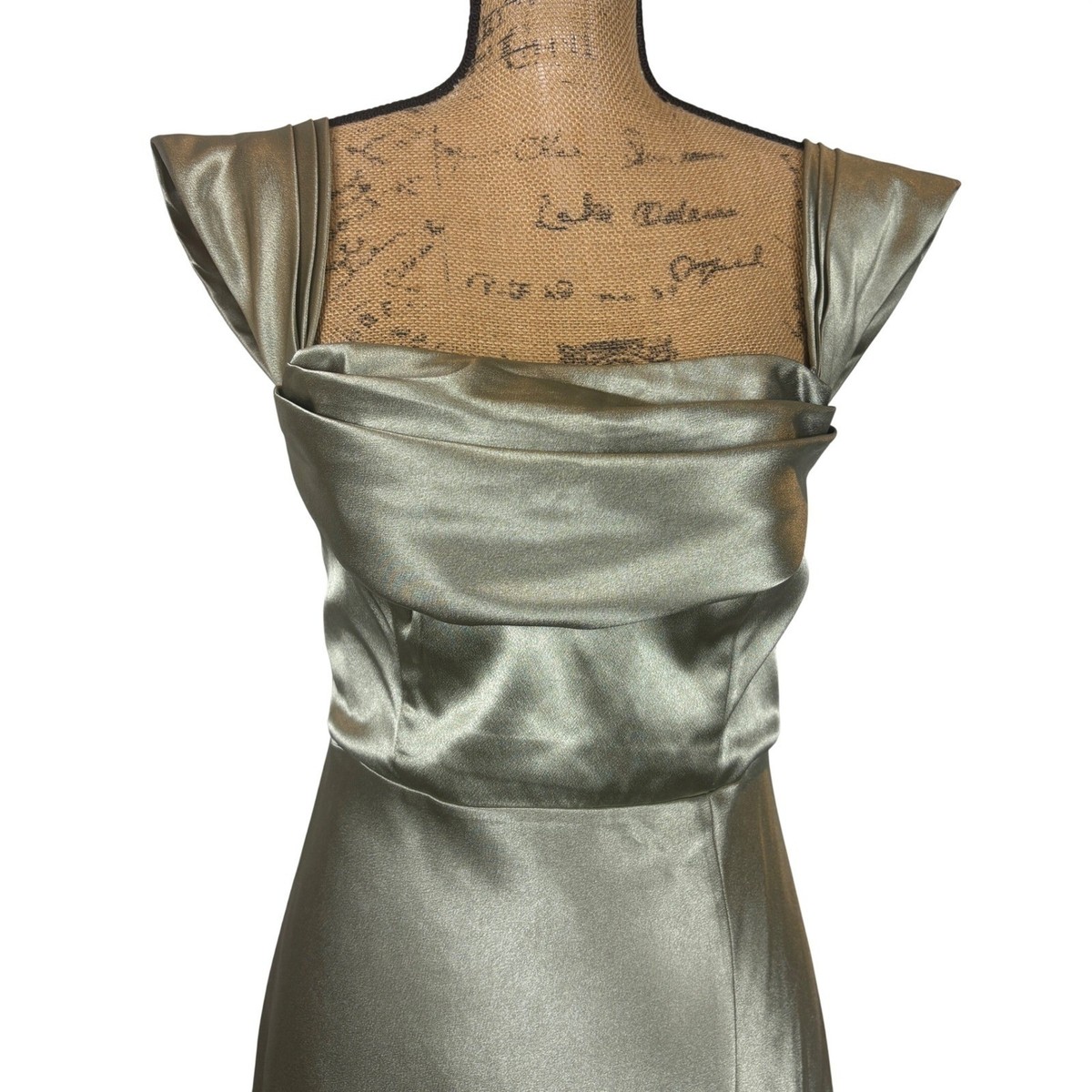 Birdy Grey Mia Convertible Maxi Dress Shiny Satin Moss Green Bridesmaid  Large | eBay