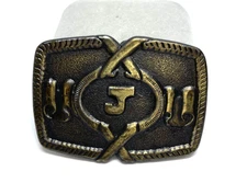 Letter J Cowboy Western Belt Buckle Country Western Vintage Oden Inc Brass USA