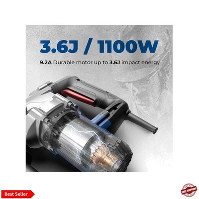 1-1/8 Inch SDS-Plus Rotary Hammer Drill with Safety Clutch, 9.2 Amp Heavy Dut...