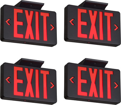 Red Exit Sign with Black Housing, LED Emergency Exit Light with Battery Backup,