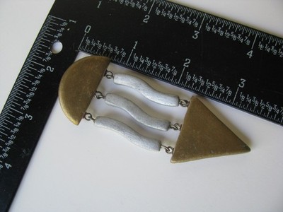 Vtg 1990s 1980s Retro Gold Silver Tone Geometric Shape Large Fashion Pin Broch