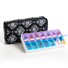 Weekly 7 Day Pill Organizer Case 2 Times a Day AM/PM , Large Portable Pill B...