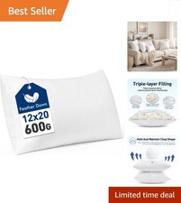 Luxurious 12x20 Inch Feather and Down Throw Pillow Insert for Elegant Comfort