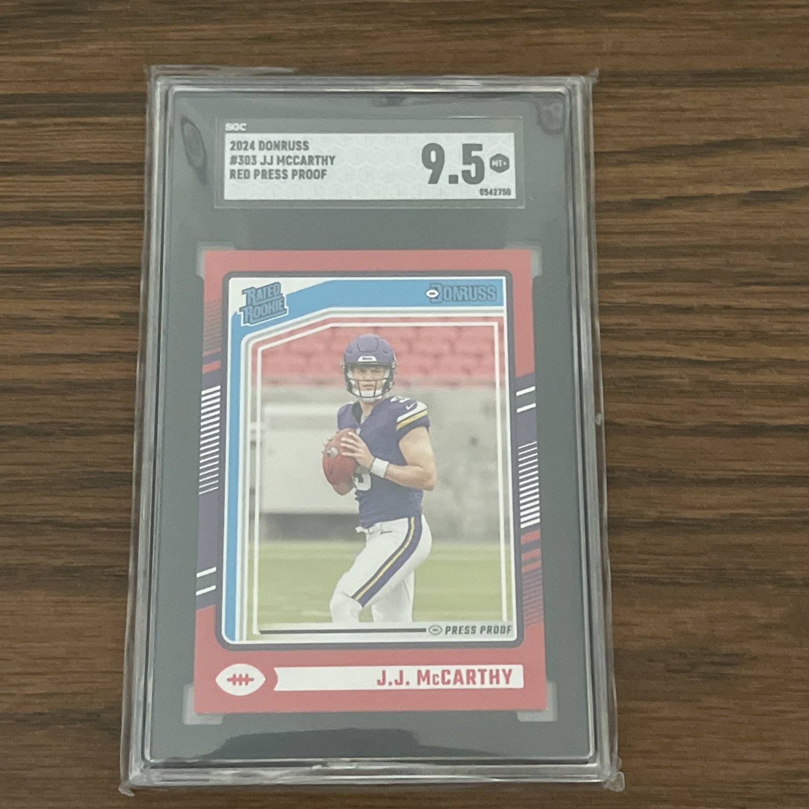 2024 Donruss JJ McCarthy Red Press Proof Rated Rookie SP RC Vikings SGC 9.5