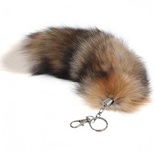 Fluffy Therian fox Tail Keychain - Soft Fur, Realistic Colors, 1 Sun Fox