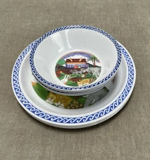 VTG Noah's Ark Melamine Ware Child's Dish Set Winterthur Taiwan 4 Plates 4 Bowls