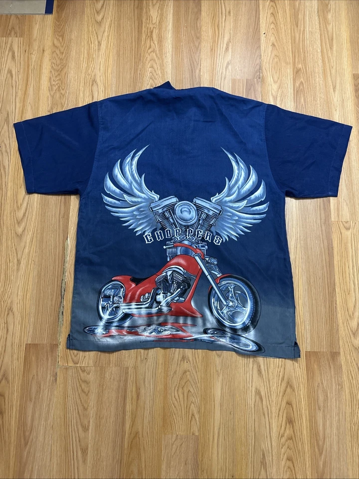 CAMISA HAWAIANA MALIBU DREAMS MOTO ROJO CEREZA CHOPPER Talla Grande Foto 4 de 4