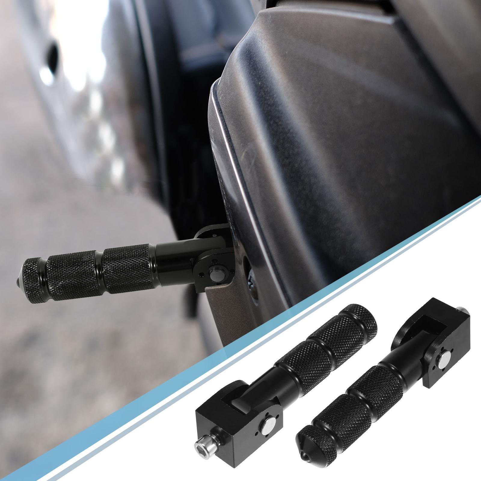 1 Pair 8mm Aluminum Alloy Motorcycle Rearset Fold Footrest Footpeg Cycling Black