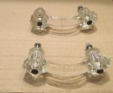 2 Crystal CLEAR Glass Cabinet Pulls Drawer Handles Hardware Victorian Style