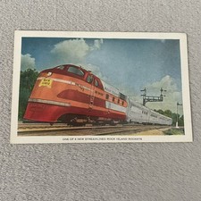 Vintage Postcard Rock Island Home Of The Rockets Trains History Made In USA