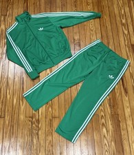 Vintage Y2K Adidas Originals Firebird Tracksuit Set Green Jacket Sz Medium Large