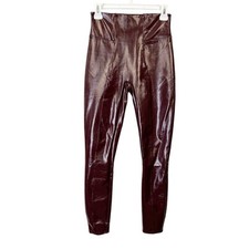 Spanx Faux Patent Leather Leggings Women s Size Small Burgundy Liquid Gloss
