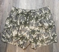 Islander Mens Hawaiian Swim Trunks Palm Tree All Over Print Excellent Condition