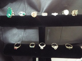 12 925 Sterling Silver Rings Lot Stones Scrap or Wear 70 gram