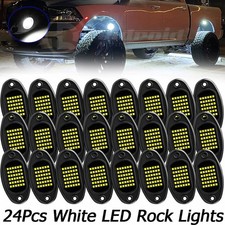 24 X Pure White Led Rock Lights Underbody Glow Lamp For Offroad Suv Pickup Truck