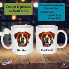 Boxer Dog Face Image Personalized Text with Any Color Ceramic Coffee Mug 11oz