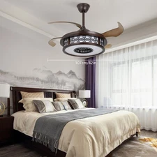 42 Inch 6 Speed Ceiling Fan with Light Dimmable LED Chandeliers + Remote Control