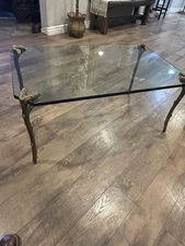 Mid-Century Modern P.E. Guerin Faux Bois Gilt Bronze Table