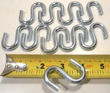 S HOOKS LOT OF 10 PC. HEAVY DUTY 2" INCH x 6mm dia. S HOOK STEEL  S-HOOKS
